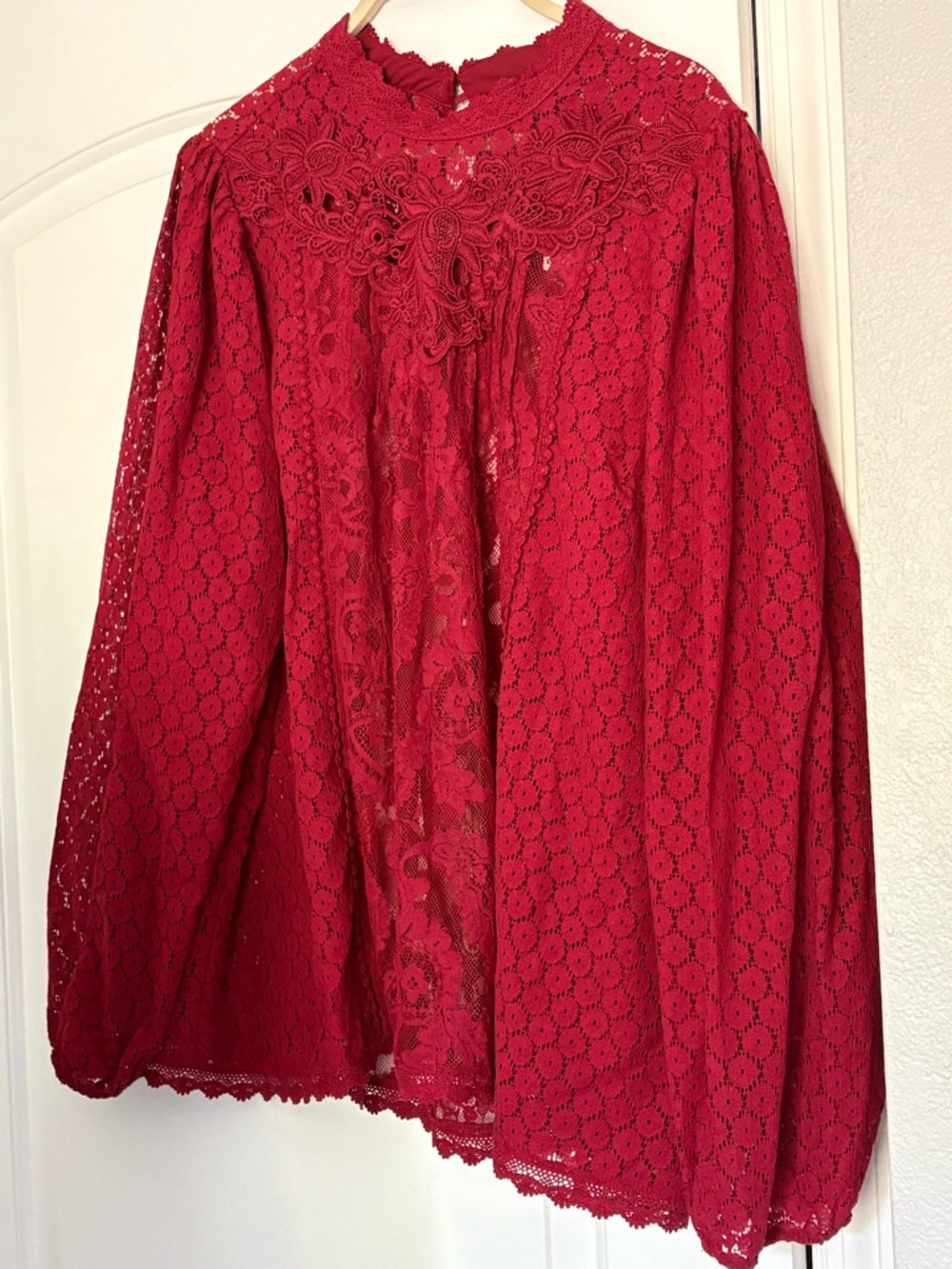 Torrid red crimson mixed lace high neck top size 3x